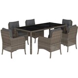  7-dijelni vrtni blagovaonski set sivi od poliratana Siva 190 cm table length | shoptok.hr