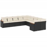  10-dijelni set vrtnih sofa s jastucima crni od poliratana | shoptok.hr