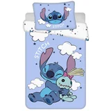 Modra bombažna otroška posteljnina za otroško posteljico 100x135 cm Lilo & Stitch "Clouds" –