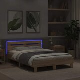  Okvir za krevet s uzglavljem i LED boja hrasta 120x200 cm | shoptok.hr
