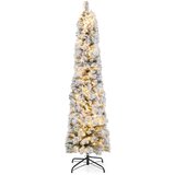 Costway Umetno, vitko božično drevo z LED-osvetlitvijo in umetnim snegom, 180 cm, (5000497865) Cene