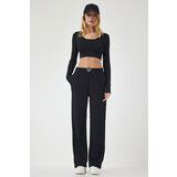 Happiness İstanbul Women's Black Flexible Comfortable Woven Tracksuit Trousers cene