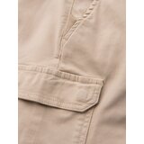 Ombre Men's cotton cargo shorts with elastic waistband - beige | ePonuda.com