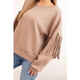 Kesi Włoski Women's butter-colored sweatshirt with decorative sleeves fango | Eponuda.ba