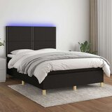  Box spring postelja z vzmetnico LED črna 140x200 cm blago, (20725228) | Shoptok.si