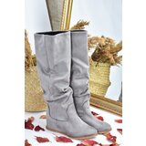 Fox Shoes Women's Gray Suede Boots with Hidden Wedge Heels | Shoptok.si