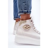 LEMAR Women's High-Top Zipper Sneakers White Katerin Cene