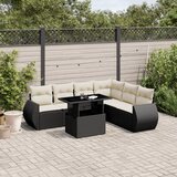 Maison Chic Seti vrtnega pohištva - Vrtna garnitura - Vrtni pohištvo set 7-delna z blazinami črn poli ratan, (21803106) | Shoptok.si