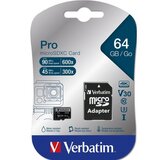 Verbatim micro SDXC card pro U3 C10 64GB incl adapter ( MCV47042 ) | Eponuda.com