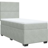 vidaXL Box spring postelja z vzmetnico svetlo siva 90x200 cm žamet | Shoptok.si