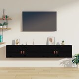 vidaXL Stenska omarica 2 kosa črna 80x30x30 cm trdna borovina Cene