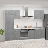 Komplet 7-dijelni set kuhinjskih ormarića siva boja betona od iverice