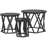  Ugolni bočni stol 3 pcs Crni hrast Inženjerska drva i čelik | shoptok.hr