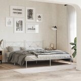 Maison Chic Kovinski Posteljni okvir - Dvoposteljna postelja - Zakonska postelja z vzglavjem bel 180x200 cm, (21693085) | Shoptok.si