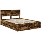  Krevetna konstrukcija s ladicama Dimljeni hrast 135 x 190 cm Smeđa 200 x 138 x 90 cm | Shoptok.si