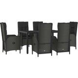  7-dijelni vrtni blagovaonski set crno-sivi od poliratana | shoptok.hr