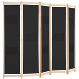 vidaXL Sobna pregrada s 5 panela od tkanine 200 x 170 x 4 cm crna Cijene