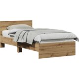 vidaXL posteljni okvir brez vzmetnice in naslona umetni hrast 90x200 cm | Shoptok.si