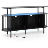 Namještaj Stalak za TV, gramofon, s punjačem i LED svjetlima u boji 140 x 40 x 76 cm Crni | shoptok.hr