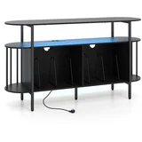 Stalak za TV, gramofon, s punjačem i LED svjetlima u boji 140 x 40 x 76 cm Crni