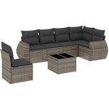 Maison Chic Seti vrtnega pohištva - Vrtna garnitura - Vrtni pohištvo set 7-delna z blazinami siv poli ratan, (21802387) | Shoptok.si