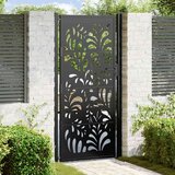 vidaXL Vrtna vrata crna 105x205 cm čelični valoviti dizajn | shoptok.hr