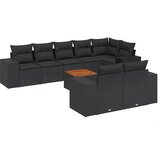  9-dijelni set vrtnih sofa s jastucima crni od poliratana Crna 83 x 62 x 69 cm | shoptok.hr
