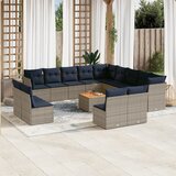 vidaXL 14-dijelni set vrtnih sofa od poliratana s jastucima sivi | shoptok.hr