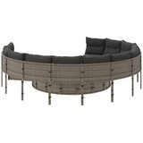  Vrtna sofa s jastucima okrugla sivi od poliratana | shoptok.hr