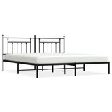 The Living Store Kovinski posteljni okvir z vzglavjem črn 200x200 cm - Posteljni Okvir, (21530913) | Shoptok.si