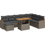  9-dijelni set vrtnih sofa poliratan i bagrem s jastucima sivi | shoptok.hr