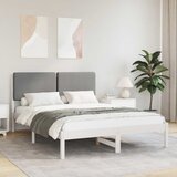 vidaXL Posteljni okvir z oblazinjenim vzglavjem Svetlo siva | Shoptok.si