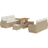  9-dijelni vrtni kauč set s jastučićima bež poli ratan akacija | shoptok.hr
