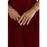 Numoco 311-15 LILAC Pleated dress with short sleeves and belt - BORDO | ePonuda.com