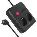power strip, extender 2 sockets + 3xUSB, 110-240V AC 50 /60Hz, 2.1A max 2500W, 1.5m, black, MCE387 B