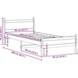 vidaXL Posteljni okvir brez vzmetnice bel 90x200 cm trdna borovina | Shoptok.si