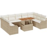 vidaXL 10-delni vrtni kavč set z blazinami Bež poly rattan | Shoptok.si