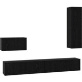 vidaXL Stenski TV kabinet s polico Drugo s shranjevanjem z vrati 4 pcs Črni hrast | Shoptok.si
