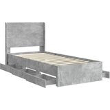  Okvir za krevet s pohranom i uzglavljem Betonska siva - Betonska siva 90 x 190 cm | shoptok.hr