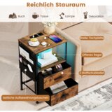 Namještaj Set od 2 komada s punjačem, no ormarić s 2 sklopive ladice od tkanine i 6 komada džepova za pohranu, rustikalno smeđa | shoptok.hr