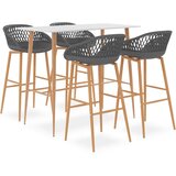 vidaXL Barska garnitura 5-delna bela in siva | Shoptok.si