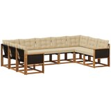 vidaXL Zunanja garnitura za sedenje z blazino 9 pcs Naravna in bež, (5000280175) | Shoptok.si
