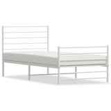 Maison Chic Kovinski Posteljni okvir - Enojna postelja - Postelja za odrasle z vzglavjem in vznožjem bel 100x190 cm, (21697348) | Shoptok.si