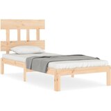 The Living Store Posteljni okvir z vzglavjem trden les - Posteljni Okvir, (21523765) | Shoptok.si