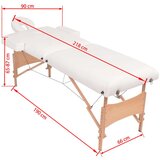 vidaXL 2-conska zložljiva masažna miza in stolček debelina 10 cm bela | Shoptok.si