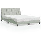  The Living Store Postelja z vzmetnico svetlo siv 140x190 cm žamet - Postelja, (21492478) | Shoptok.si
