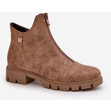 Boto Insulated Women's Boots With Distress Eco Leather Brown-Gold Verietta | Shoptok.si