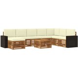 vidaXL Zunanja garnitura za sedenje z blazino 9 pcs Naravna in smetana, (5000281395) | Shoptok.si