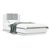 vidaXL Okvir za krevet s uzglavljem i LED svjetlima bijeli 90x200 cm | shoptok.hr