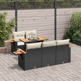 vidaXL 6-dijelni set vrtnih sofa s jastucima crni od poliratana bagrem | shoptok.hr